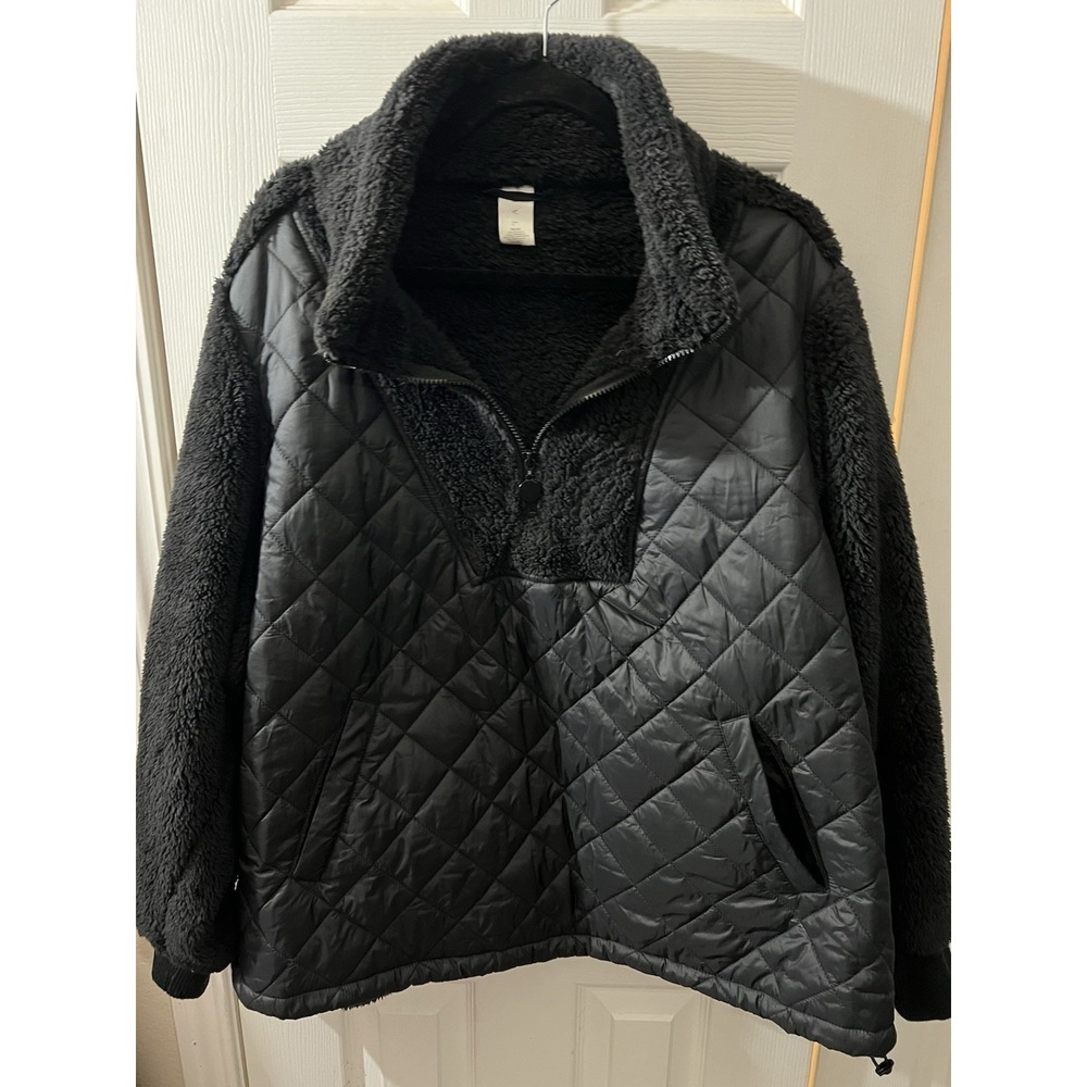 Livi Half Zip‎ Sherpa Pullover Plus Size 18/20 Quilted Puffer Front Black